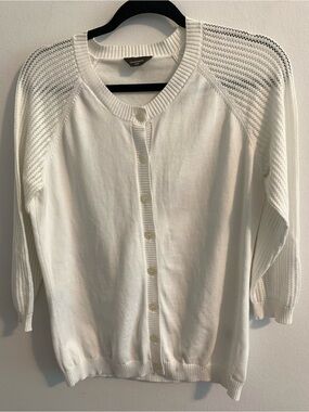 Women's  White Button-Front Knit Cardigan